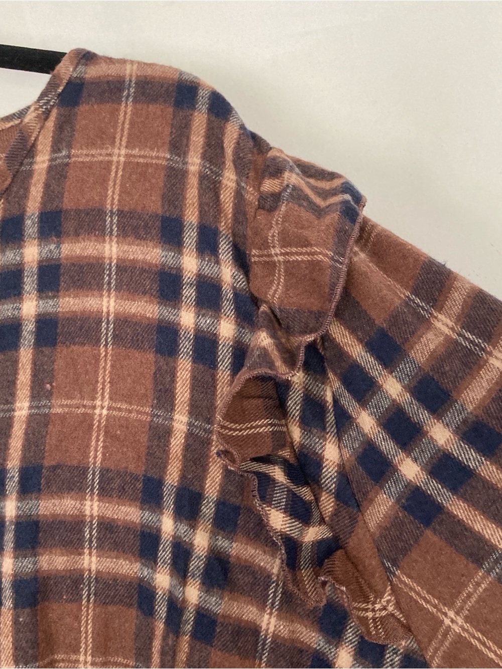 Bloomchic V Neck Plaid Ruffles Sleevele Dress brown Sz 30 Oversized - Picture 7 of 16